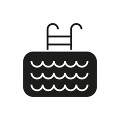 Swimming pool black glyph icon on white background
