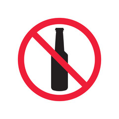 Forbidden beer vector icon. Warning, caution, attention, restriction, label, ban, danger. No beer flat sign design pictogram symbol. No beer icon
