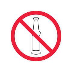 Forbidden beer vector icon. Warning, caution, attention, restriction, label, ban, danger. No beer flat sign design pictogram symbol. No beer icon