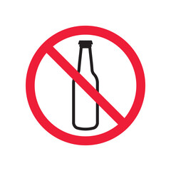 Forbidden beer vector icon. Warning, caution, attention, restriction, label, ban, danger. No beer flat sign design pictogram symbol. No beer icon