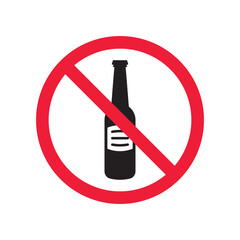 Forbidden beer vector icon. Warning, caution, attention, restriction, label, ban, danger. No beer flat sign design pictogram symbol. No beer icon