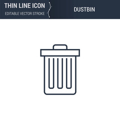 Dustbin Icon - Thin Line Business Symbol. Perfect for Web Design. High-Quality Outline Vector Concept. Premium, Minimalist, Elegant Logo.