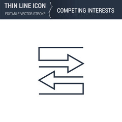 Competing Interests Icon - Thin Line Business Symbol. Perfect for Web Design. High-Quality Outline Vector Concept. Premium, Minimalist, Elegant Logo. - 634709479
