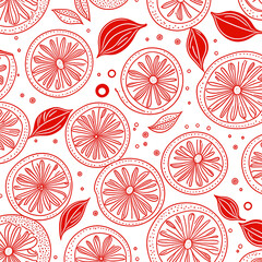 Grapefruit Background. Tropical fruit. Sketch. Doodle. Perfect for summer design.