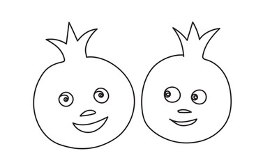 Pomegranate. Cartoon fruit emoji
