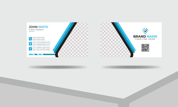 Horizontal basic clean template vector design, layout in rectangle size, business card and name card in blue.
