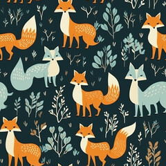 seamless pattern with fox