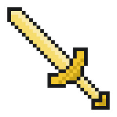 Obraz premium Pixelated Golden Sword, Isolated