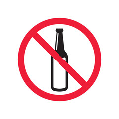 Forbidden beer vector icon. Warning, caution, attention, restriction, label, ban, danger. No beer flat sign design pictogram symbol. No beer icon