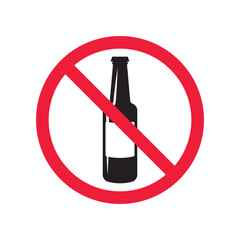 Forbidden beer vector icon. Warning, caution, attention, restriction, label, ban, danger. No beer flat sign design pictogram symbol. No beer icon