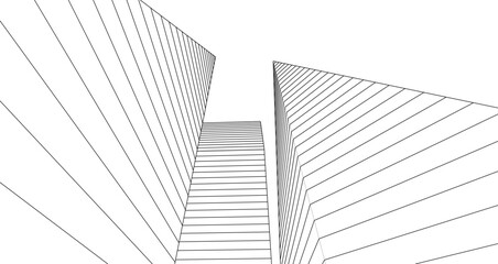 Obraz na płótnie Canvas abstract architecture 3d illustration sketch
