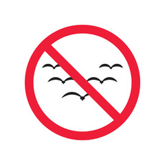 Forbidden bird vector icon. Warning, caution, attention, restriction, label, ban, danger. No birds flat sign design pictogram symbol. No bird icon