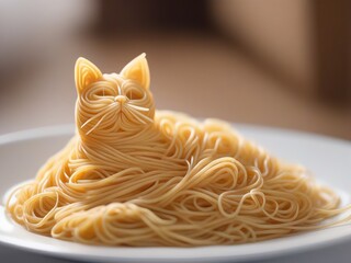 Cat made of spaghetti