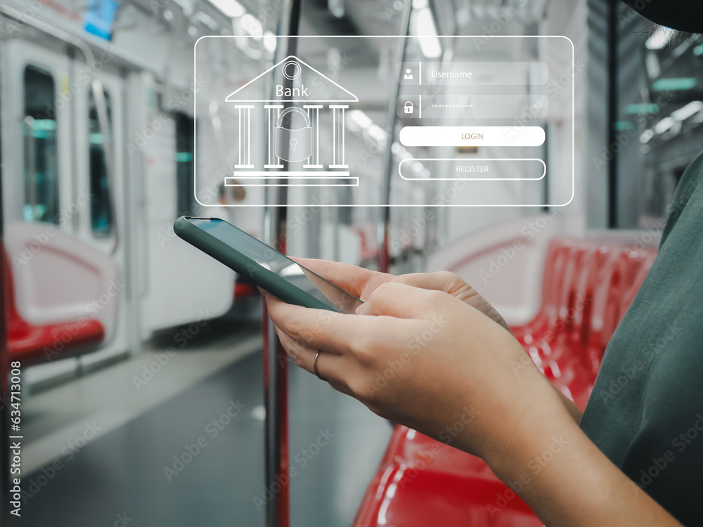 Poster online banking security smartphone access protection of financial transactions to access secure acco