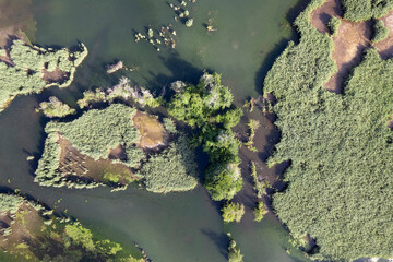 Particular aerial view of the lake of Porta Tuscany Italy