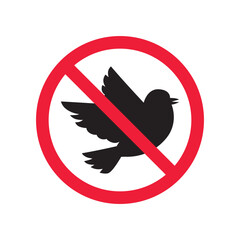 Forbidden bird vector icon. Warning, caution, attention, restriction, label, ban, danger. No birds flat sign design pictogram symbol. No bird icon