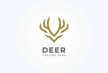 Foto op Aluminium Deer logo. minimalist deer head design logo inspiration vector illustration © Jerry