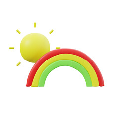 3d rendered weather forecast icon rainbow sunny
