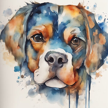 watercolor paint of chinese zodiac - dog with Generative AI.