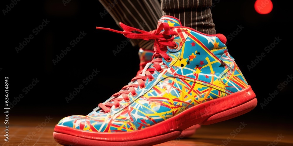 Poster a close up of a pair of colorful sneakers. generative ai image.