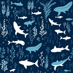 seamless pattern with dolphins