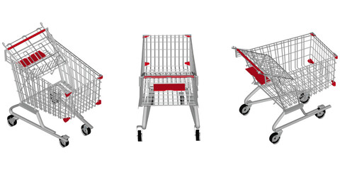 Shopping cart in the mall on a white background