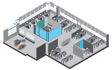 Office space in isometric view