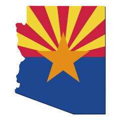 Arizona map in the colors of the arizona flag with a depth effect isolated on a white background