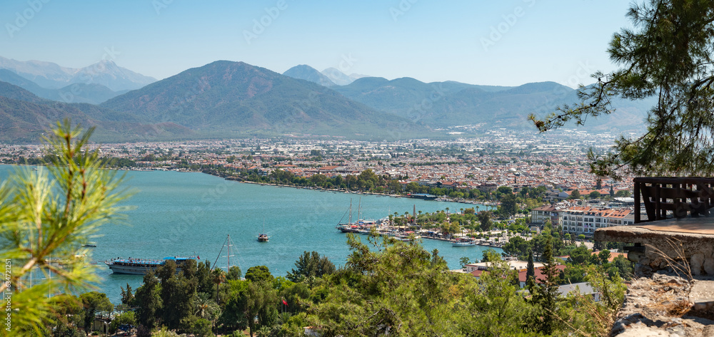 Wall mural Aerial panoramic view of Fethiye Turkey on a sunny day - Wall murals