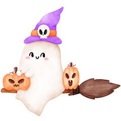 Halloween, Ghost, Cute Ghost, Halloween watercolor