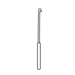 Vector hand drawn crochet hook isolated on white background. Doodle sketch