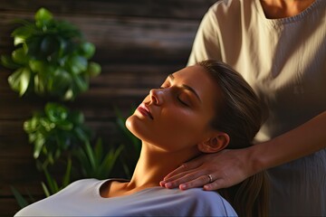 Health and Wellness Massage Training: Instructor Helping Student Learn Massage Techniques for Becoming a Skilled Masseuse - 3:2 aspect ratio: Generative AI