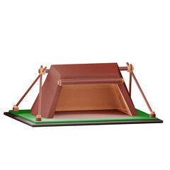 3d render camping tent illustration with transparent background