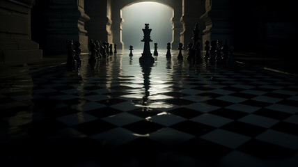 The chess king stood in the middle of the chessboard and found a way out.