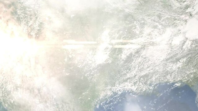 Zoom in from space and focus on Sherman, Texas, USA. 3D Animation. Background for travel intro. Elements of this image furnished by NASA