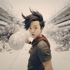 Boy in a fantasy world generative ai