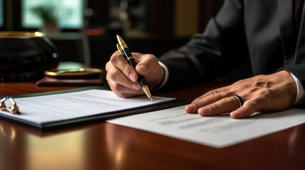 Businessman is signing contract paper