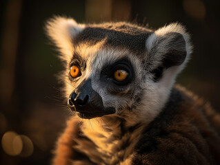 Obraz premium Lemur monkey portrait created with Generative AI technology