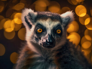 Obraz premium Lemur monkey portrait created with Generative AI technology