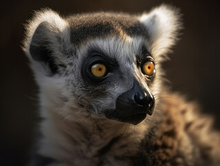 Fototapeta premium Lemur monkey portrait created with Generative AI technology