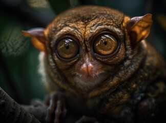 Obraz premium Tarsier monkey portrait created with Generative AI technology