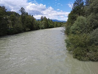 The swollen Sava river shortly after the floods in Slovenia.