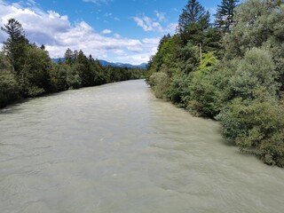 The swollen Sava river shortly after the floods in Slovenia.