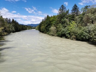 The swollen Sava river shortly after the floods in Slovenia.