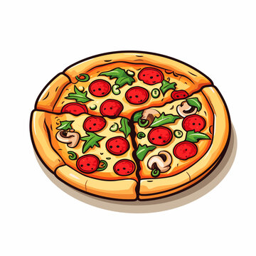 Vector pizza isolated on white background, pizza logo, pizza icon, pizza sticker