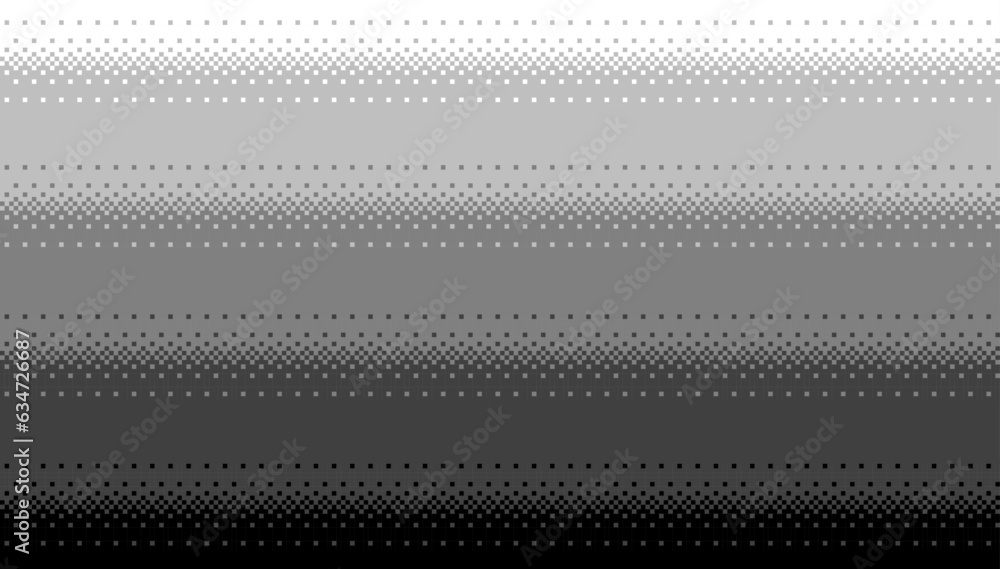 Poster black to white gradient seamless background in pixel art style. 8 bit dithering backdrop. vector ill