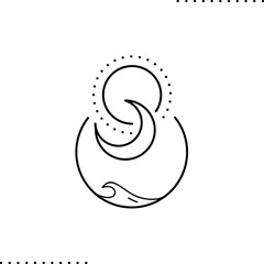 The natural phenomenon of the ebb and flow of water in the seas and oceans, tides outline icon  © Olena Panasovska