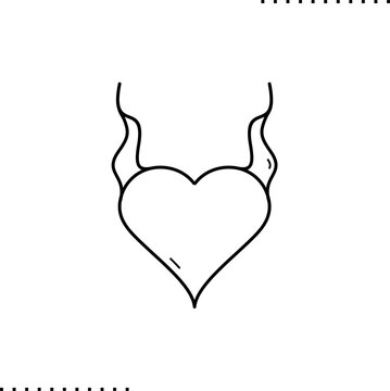 A heart with horns, love sign outline icon 