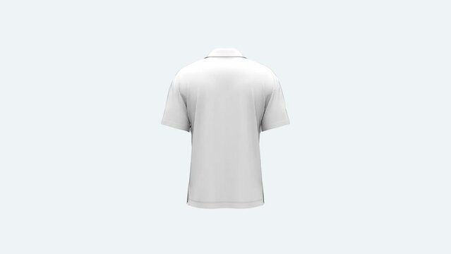 White classic woman and man unisex polo T-shirt cloth blanked mockup empty space isolated on solid background 3d rendering loop cycling rotation video