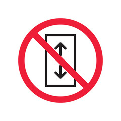 Forbidden elevator vector icon. Warning, caution, attention, restriction, label, ban, danger. No lift elevator flat sign design pictogram symbol. No elevator icon